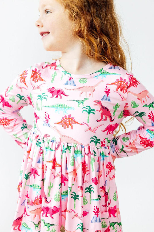 pinkosaurus-rex-l-s-pocket-twirl-dress Mila & Rose - Sophia's StyleTwirl Dress - Pocket - L/S-1